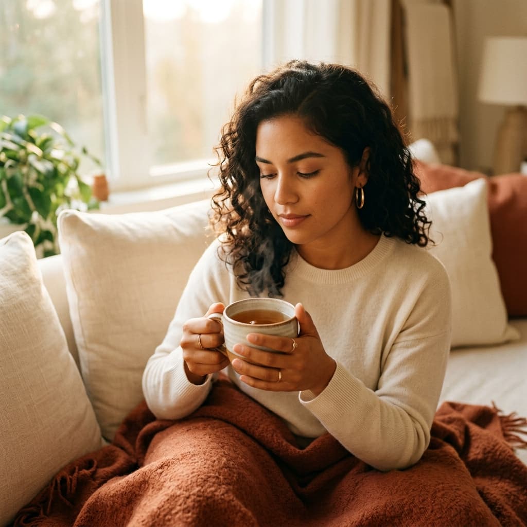 Mujer con expresión de ansiedad y dependencia emocional