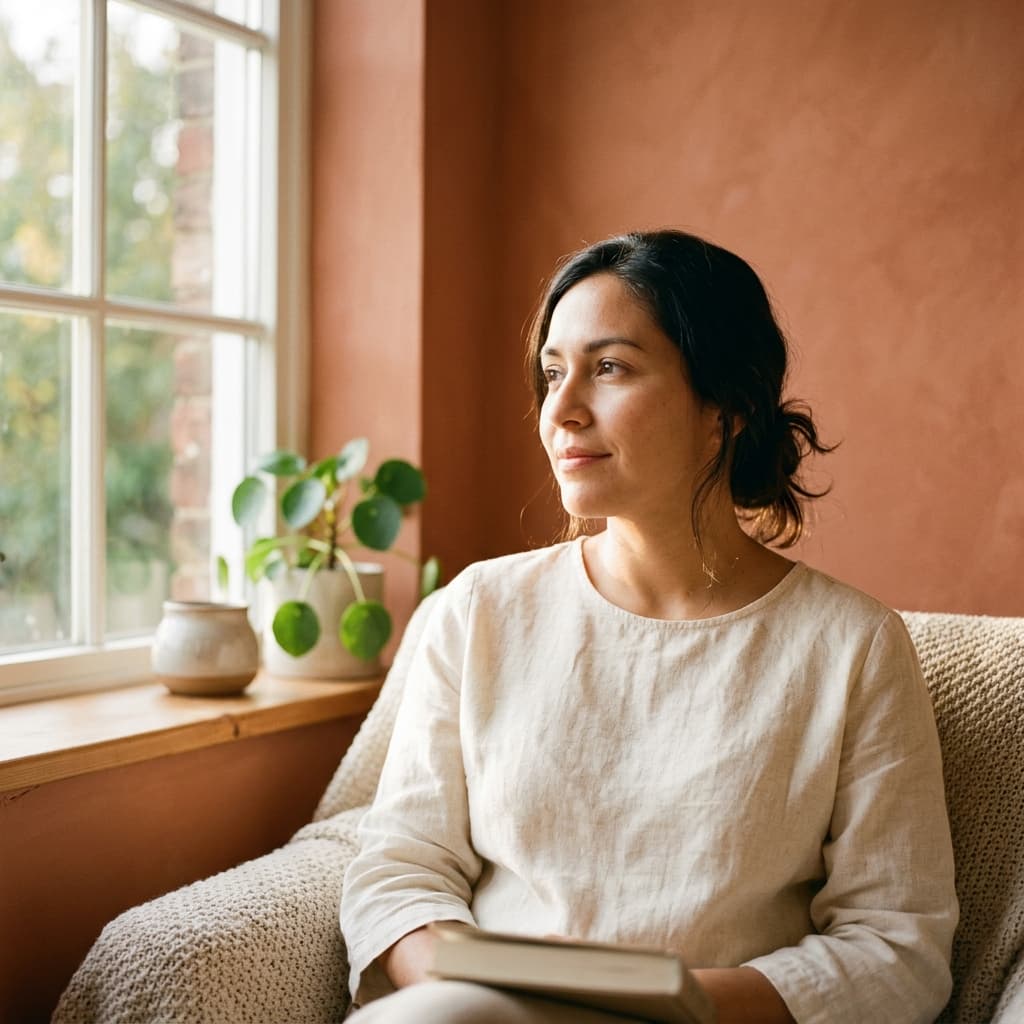 Mujer reflexionando sobre su dependencia emocional en el amor