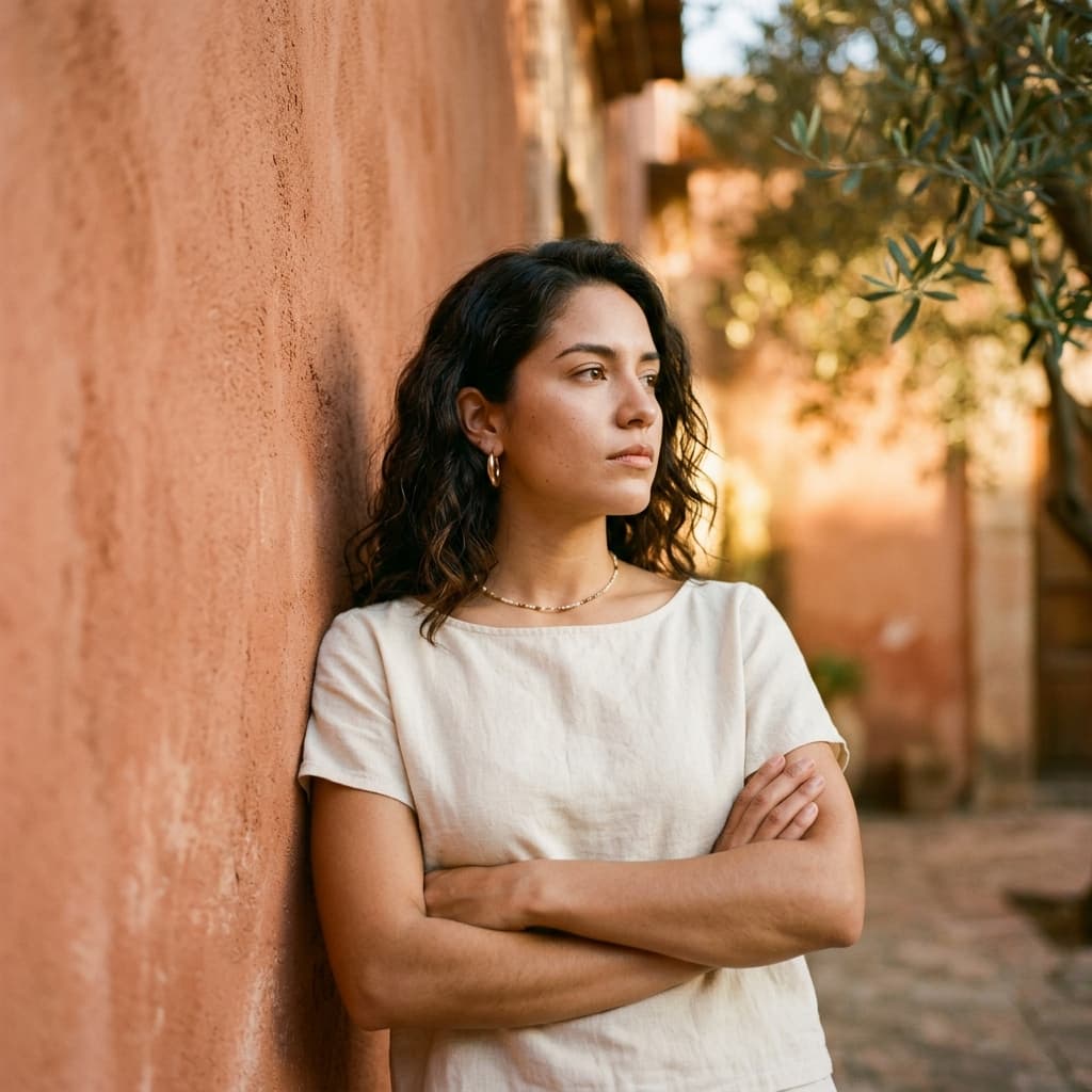 Mujer latina reflexionando sobre dependencia emocional y cultura