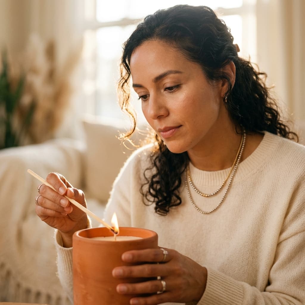Mujer en postura de meditación conectando cuerpo y emociones para sanación