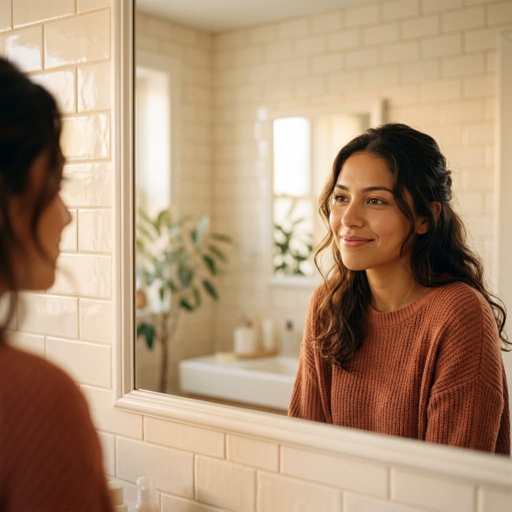Mujer segura y feliz reconectando con su identidad propia fuera de la pareja