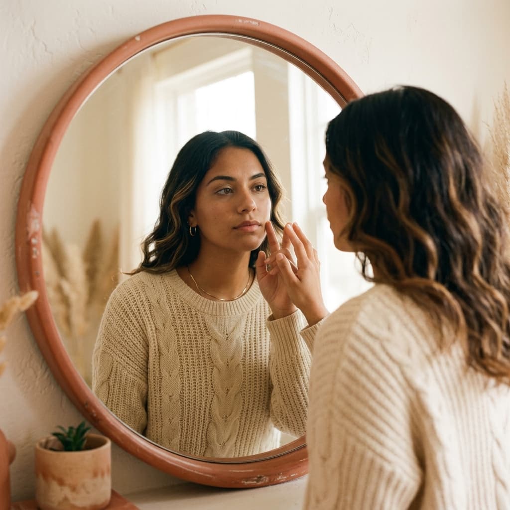 Mujer reflexionando sobre perfeccionismo y autoestima