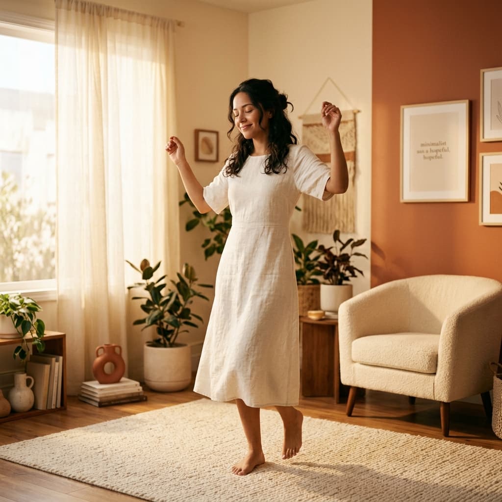 Mujer liberando emociones a través de ritual de soltar al atardecer